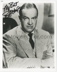 7w0856 BOB HOPE signed 8x10 REPRO still 1980s portrait of the legendary comedian in suit & tie!
