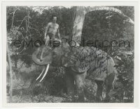 7w0863 BRUCE BENNETT signed 8x10 REPRO still 1988 standing on elephant in New Adventures of Tarzan!