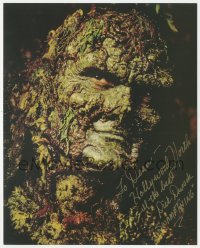 7w0538 DICK DUROCK signed color 8x10 publicity still 1980s best super close portrait as Swamp Thing!