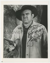 7w0916 GENE EVANS signed 8x10 REPRO still 1995 great close up pointing gun in a cowboy western!