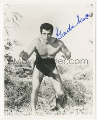 7w0925 GORDON SCOTT signed 8x10 REPRO still 1980s wearing loincloth as Tarzan in fighting stance!