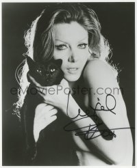7w0934 INGRID PITT signed 8x10 REPRO still 1980s super sexy nude portrait holding black cat!