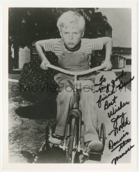 7w0947 JAY NORTH signed 8x10 REPRO still 1980s in costume on tricycle as Dennis the Menace!