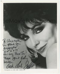 7w0551 JOAN COLLINS signed 8x10 publicity still 1988 great sexy portrait with long inscription!
