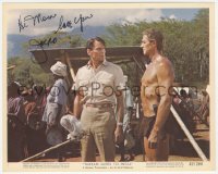 7w0413 JOCK MAHONEY signed color 8x10 still #3 1962 close up w/ Mark Dana in Tarzan Goes To India!