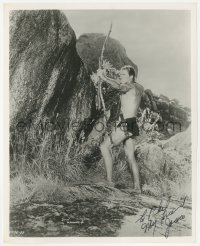 7w0955 JOCK MAHONEY signed 8x10 REPRO still 1980s aiming his bow & arrow in Tarzan Goes to India!