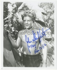 7w0966 JOHNNY SHEFFIELD signed 8x10 REPRO still 1980s close up in costume as Boy in a Tarzan movie!