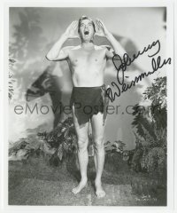 7w0968 JOHNNY WEISSMULLER signed 8x10 REPRO still 1980s the Tarzan star doing the famous jungle call!