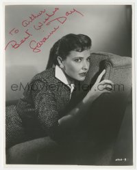 7w0980 LARAINE DAY signed 7.5x9.5 REPRO still 1980s great close up in chair looking scared!