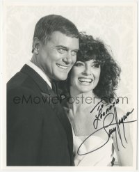 7w0982 LARRY HAGMAN signed 8x10 REPRO still 1980s great close up of the Dallas star with Linda Gray!