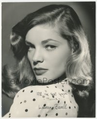 7w0434 LAUREN BACALL signed 7.75x9.5 still 1940s sexy Warner Bros studio portrait by Bert Six!