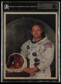 7w0224 NEIL ARMSTRONG slabbed signed color 9x12 publicity still 1978 1st astronaut to walk on moon!