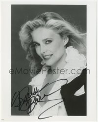 7w1019 PRISCILLA BARNES signed 8x10 REPRO still 1990s sexy close portrait with windswept hair!