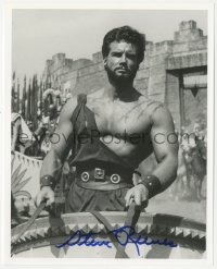 7w1050 STEVE REEVES signed 8x10 REPRO still 1990s great close up in chariot from Hercules Unchained!