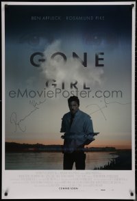 7w0034 GONE GIRL signed style C int'l advance DS 1sh 2014 by BOTH Rosamund Pike AND David Fincher!