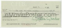 7w0599 GRETA GARBO canceled check 1968 paying $35.57 to the New York Telephone Company!