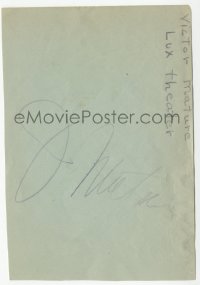 7w0637 HURD HATFIELD/VICTOR MATURE signed 4x6 album page 1940s it can be framed with a repro still!