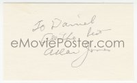 7w0667 ALLAN JONES signed 3x5 index card 1980s can be framed & displayed with a repro still!