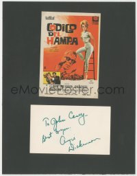 7w0663 ANGIE DICKINSON signed 3x5 index card in 8x11 matted display 1980s ready to hang on the wall!