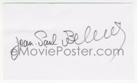 7w0722 JEAN-PAUL BELMONDO signed 3x5 index card 1980s can be framed & displayed with a repro still!