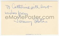 7w0723 JEREMY SLATE signed 3x5 index card 1980s it can be framed & displayed with a repro still!