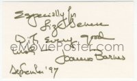 7w0725 JOANNA BARNES signed 3x5 index card 1997 it can be framed & displayed with a repro still!