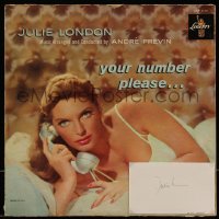 7w0018 JULIE LONDON signed 3x5 index card 1980s it can be framed with the included vinyl record!