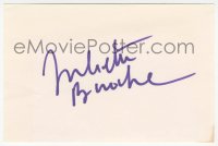 7w0735 JULIETTE BINOCHE signed 4x6 index card 2000s it can be framed & displayed with a repro!