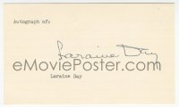 7w0739 LARAINE DAY signed 3x5 index card 1980s it can be framed & displayed with a repro still!