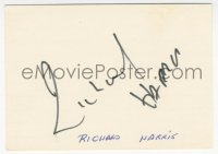 7w0762 RICHARD HARRIS signed 3x4 index card 1980s it can be framed & displayed with a repro still!