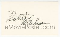 7w0766 ROBERT MITCHUM signed 3x5 index card 1980s it could be framed with the included color REPRO!