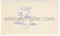 7w0771 SHIRLEY JONES signed 3x5 index card 1980s it can be framed & displayed with a repro still!