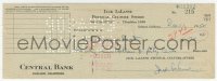 7w0601 JACK LALANNE canceled check 1952 he paid $29.40 to the U.S. Treasury Department!