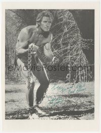 7w0803 JOCK MAHONEY signed 9x11 REPRO photo AND signed letter 1984 great image as Tarzan!
