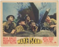 7w0167 WAKE ISLAND signed LC 1942 by Walter Abel, with Donlevy & men by machine gun in foxhole!