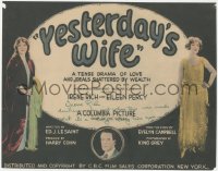 7w0079 YESTERDAY'S WIFE signed TC 1923 by Irene Rich, love & ideals shattered by wealth, ultra rare!