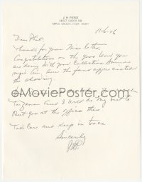 7w0214 JAMES PIERCE signed letter 1976 at that time he was the oldest living Tarzan!