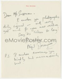 7w0591 NIGEL DAVENPORT signed letter 1970s entirely handwritten on his stationery!