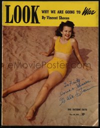 7w0289 GALE STORM signed magazine May 20, 1941 wearing a two-piece swimsuit on the cover of Look!