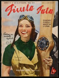 7w0290 MARSHA HUNT signed Italian magazine October 15, 1936 as pretty aviatrix by her plane!