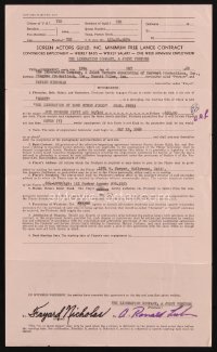 7w0326 FAYARD NICHOLAS signed contract 1969 when he acted in Liberation of L.B. Jones!
