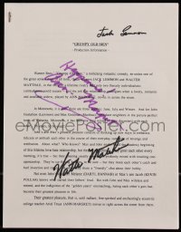 7w0322 GRUMPY OLD MEN signed production information 1993 by Jack Lemmon, Ann-Margret, AND Matthau!