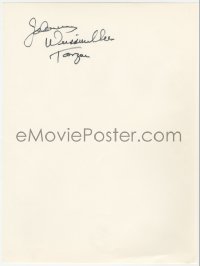 7w0282 JOHNNY WEISSMULLER signed 9x12 paper 1970s it can be framed & displayed with a repro photo!