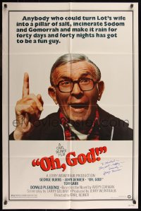7w0188 OH GOD signed 1sh 1977 by George Burns, directed by Carl Reiner, great image!