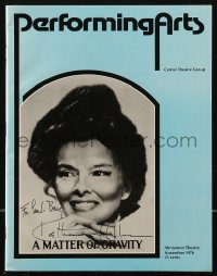 7w0306 KATHARINE HEPBURN signed playbill 1976 she starred in A Matter of Gravity!