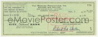 7w0604 RED SKELTON canceled check 1963 Richard Red Skelton giving $1 to the AGVA Welfare Fund!