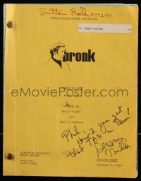 7w0220 DENNY MILLER signed TV revised draft script 1975 for the Bronk TV series!