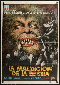 7w0310 NIGHT OF THE HOWLING BEAST signed Spanish 1977 by Paul Naschy, cool art of werewolf & girls!