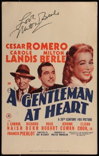 7w0022 GENTLEMAN AT HEART signed WC 1942 by Milton Berle, who's with Cesar Romero & Carol Landis!