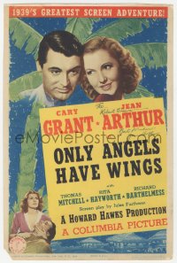 7w0177 ONLY ANGELS HAVE WINGS signed mini WC 1939 by Jean Arthur, great image w/ Grant & Hayworth!